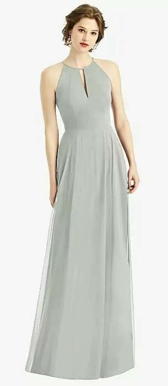 Vtg AFTER SIX Women Sleeveless Willow Chiffon Maxi Dress Sz 10R Pastel Green